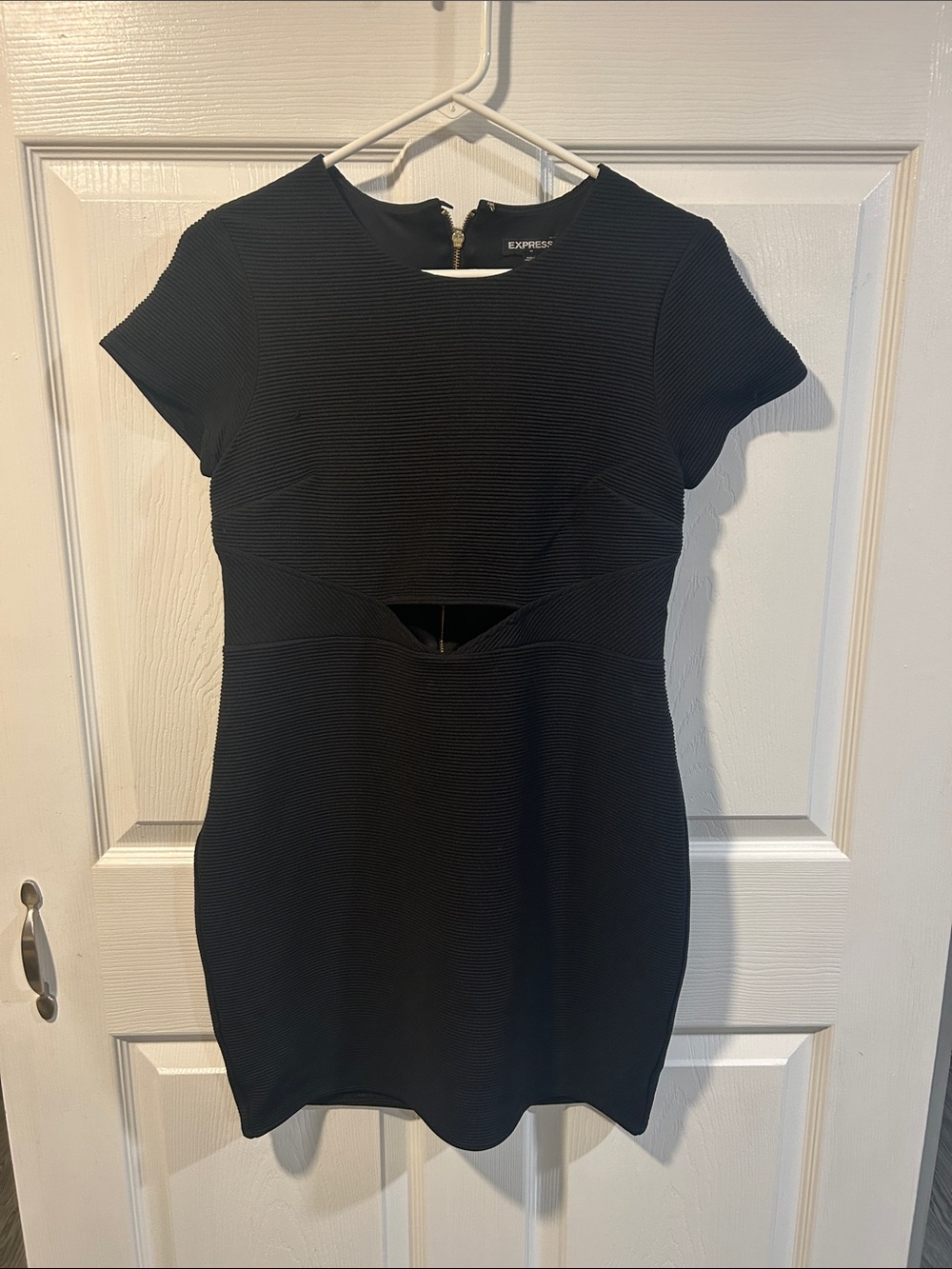 Express Black Short Sleeve Cutout Sheath Dress